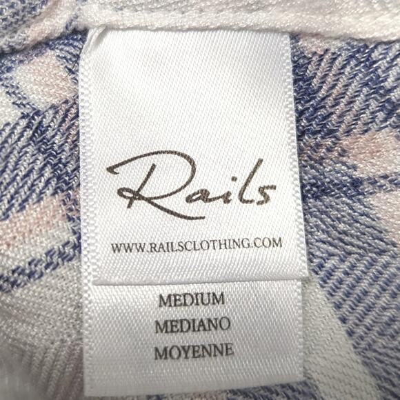 Rails Button Down Women's Shirt Size Medium Hunter White Blush Long Sleeve - Picture 6 of 8